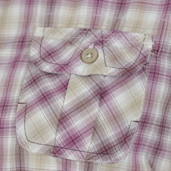 Marmot Women's Medium Purple & Tan Plaid Quick Dry Long Sleeve Button Up Shirt - Picture 7 of 9